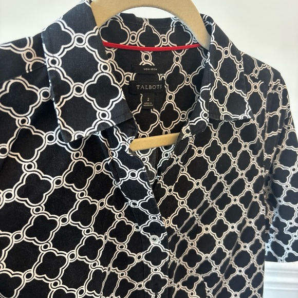 Talbots Monochrome Chain Print Blouse - Picture 2 of 8